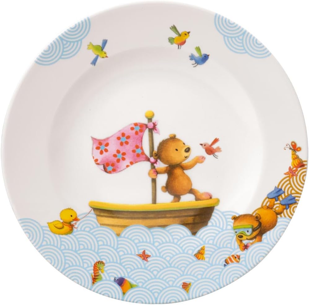 Villeroy & Boch Happy as a Bear Frühstücks-Set 2-teilig – Flacher Kinderteller (20 cm) und Kindertas