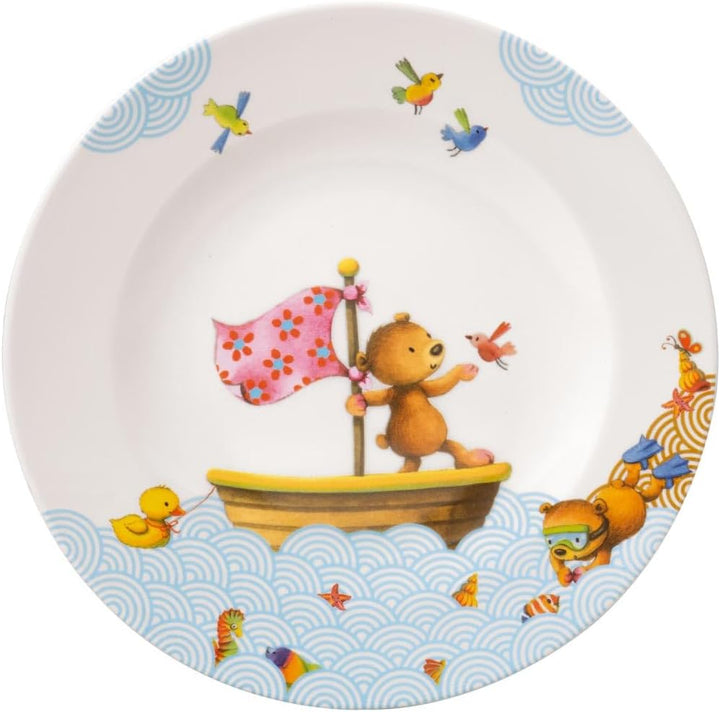 Villeroy & Boch Happy as a Bear Frühstücks-Set 2-teilig – Flacher Kinderteller (20 cm) und Kindertas