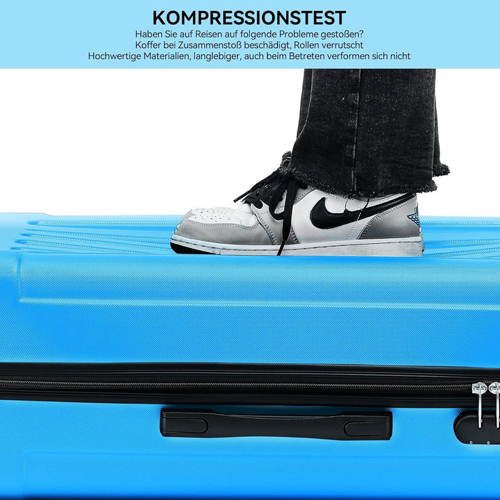 BEIBYE- Hartschalenkoffer Koffer Trolley Rollkoffer Reisekoffer Zahlenschloss 4 Zwilings-Rollen (Cya