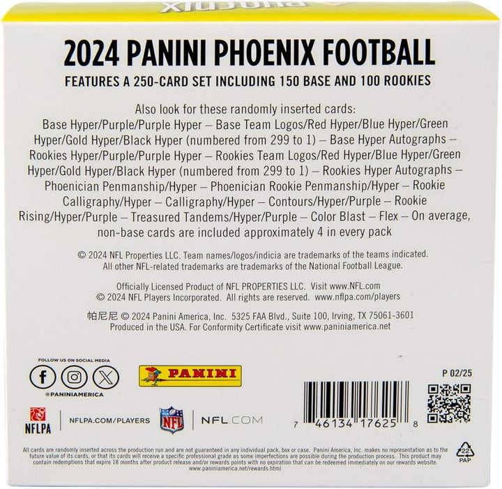 2024-25 Panini Phoenix NFL-Fussball-Mega-Box, exklusiv für den Einzelhandel, 42 Karten, Color Blast