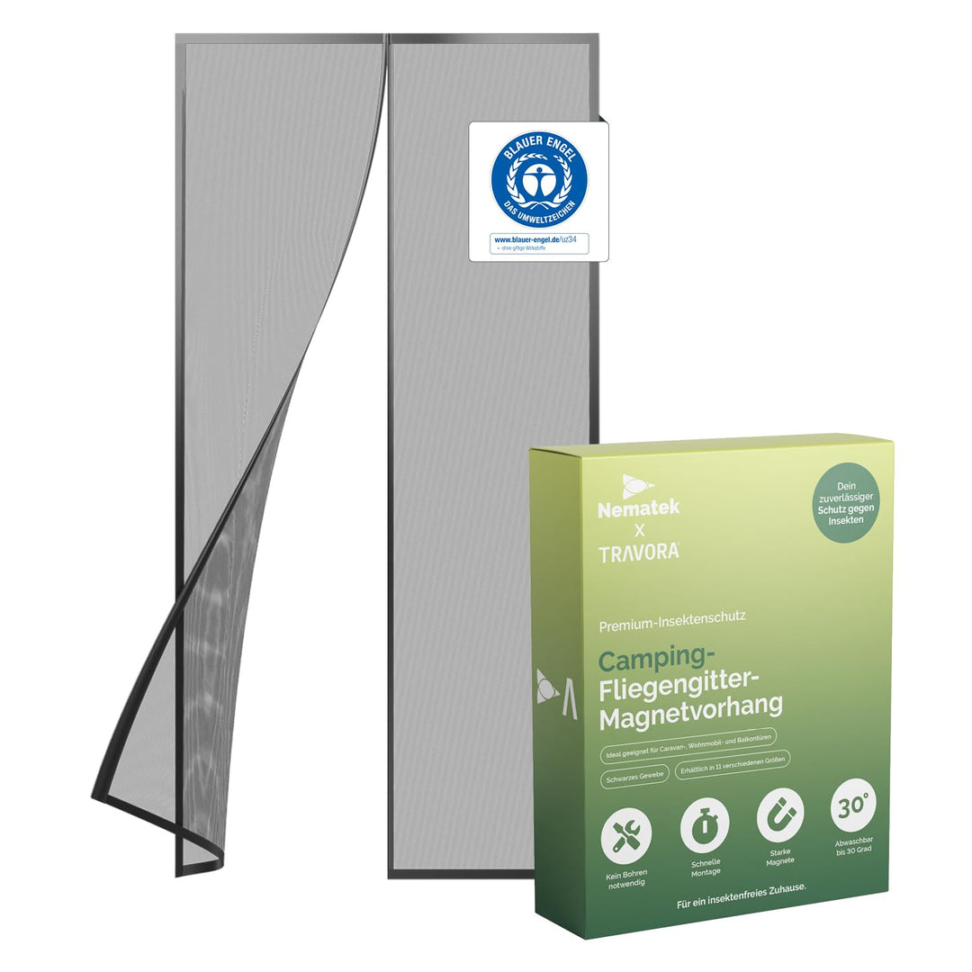 Nematek - Fliegengitter Balkontür 60x200 cm - hochwertige Magnet Fliegengitter Tür für Wohnwagen, Wo