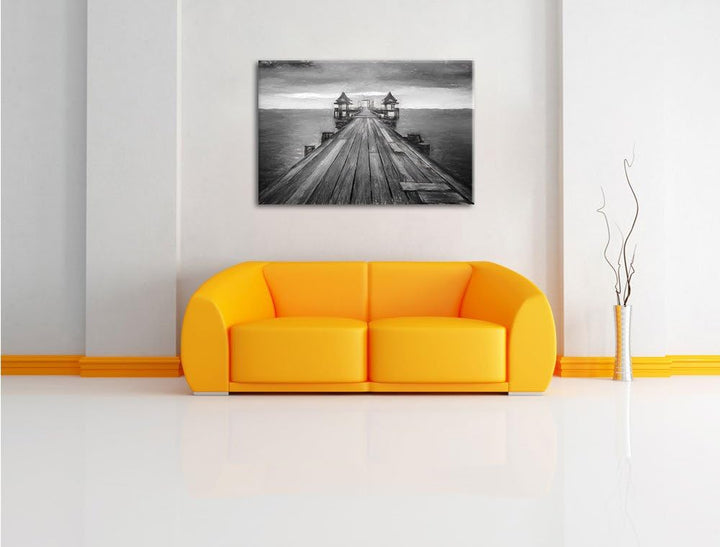 Pixxprint Steg im Sonnenuntergang als Leinwandbild/Grösse: 100x70 cm/Wandbild/Kunstdruck/fertig besp