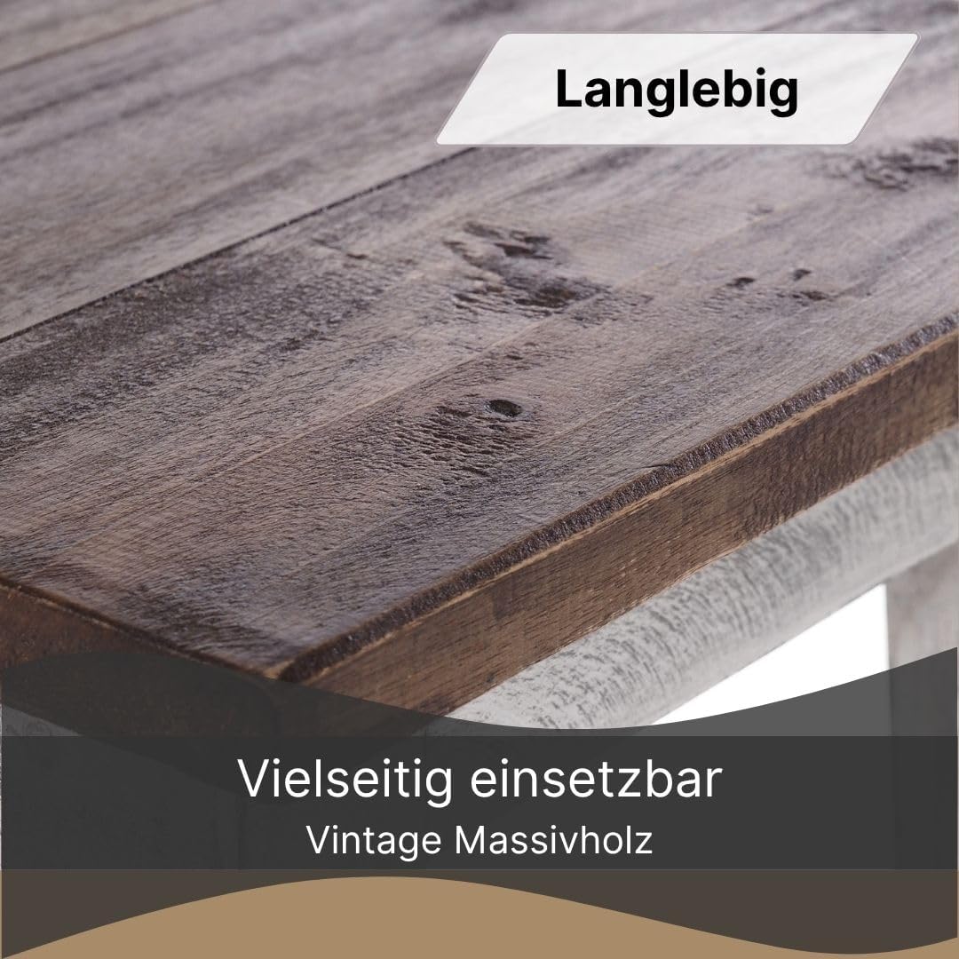 DESIGN DELIGHTS RUSTIKALER Holz SITZHOCKER Madero | 48x30x30 cm (HxBxT), Recyclingholz | Holzhocker