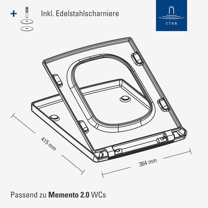 Villeroy & Boch WC-Sitz Memento 2.0 - Toilettendeckel Weiss glänzend mit Absenkautomatik - Abnehmbar