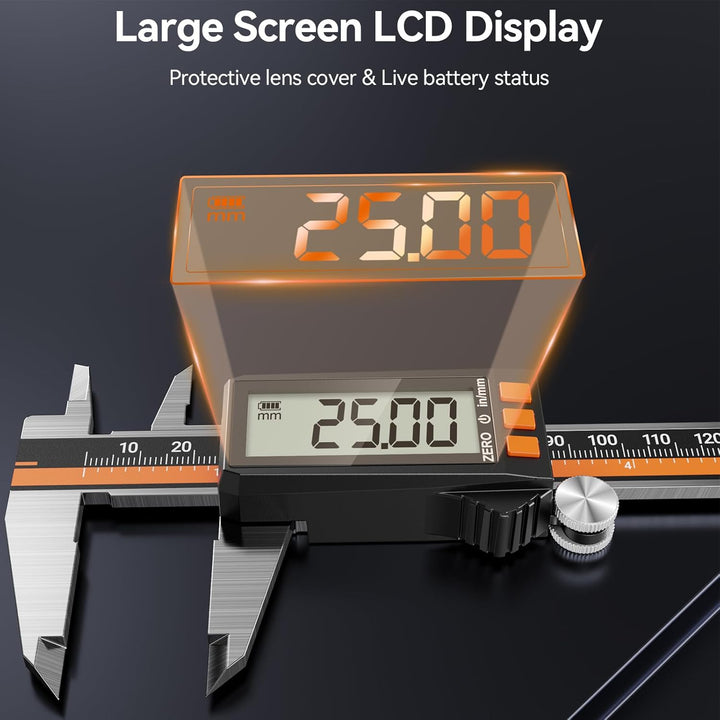 Preciva Digitale Messschieber, Schieblehre 0-150mm/0-6 Zoll Messlehre mit LCD-Anzeige Type-C Aufladb