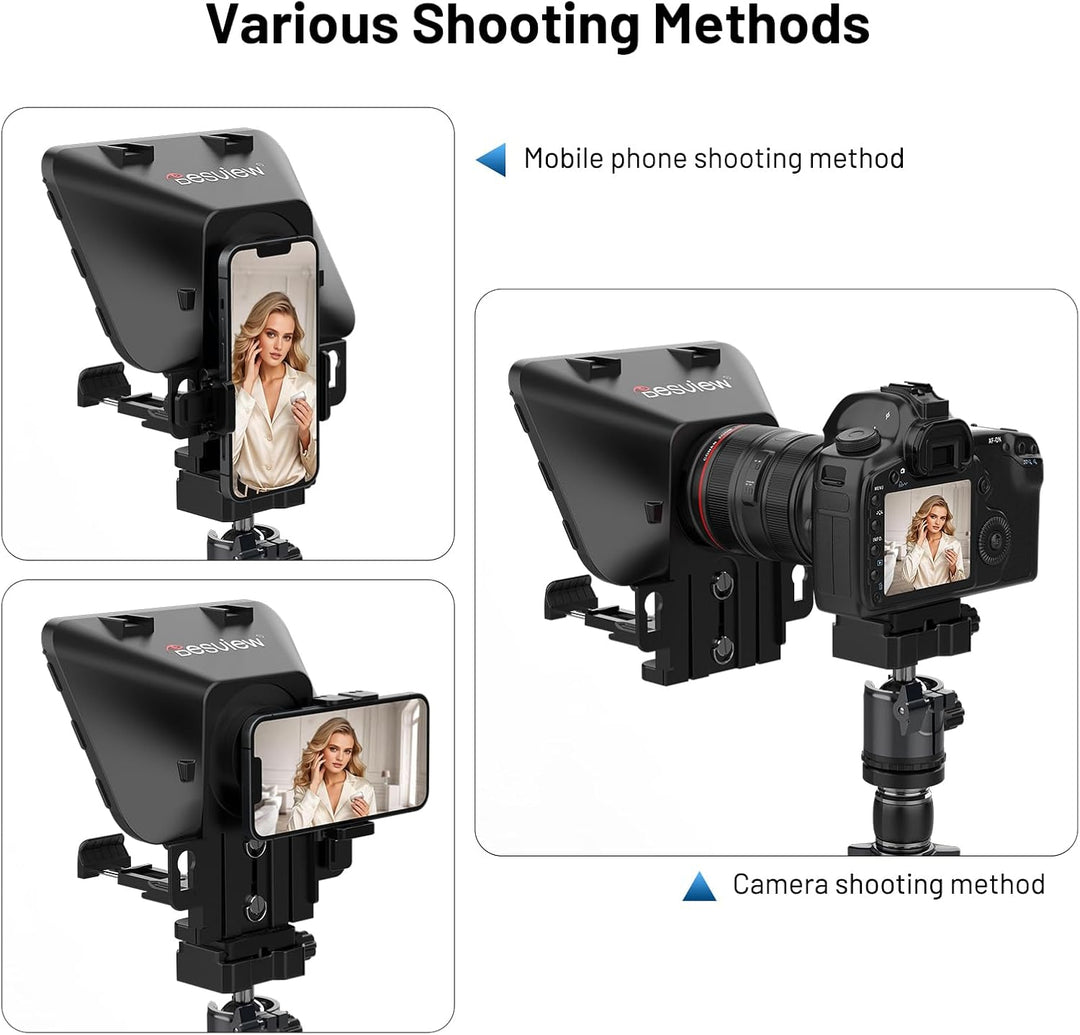 Desview T3 Teleprompter mit Fernbedienung für Smartphone Tablet Kamera DSLR Weitwinkelobjektiv für b