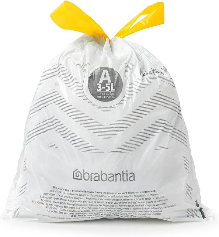 Brabantia Müllbeutel PerfectFit Multipack (Code A - 3L) Extra Starke Müllsäcke mit Zugband, 10 rolle