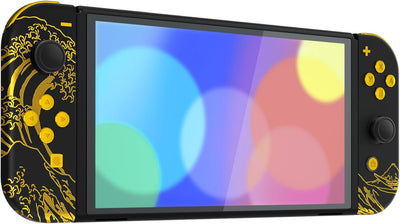 eXtremeRate Full Hülle für nintendo Switch OLED, DIY-Ersatz Konsole case & Kickstand, NS Joycon Gehä