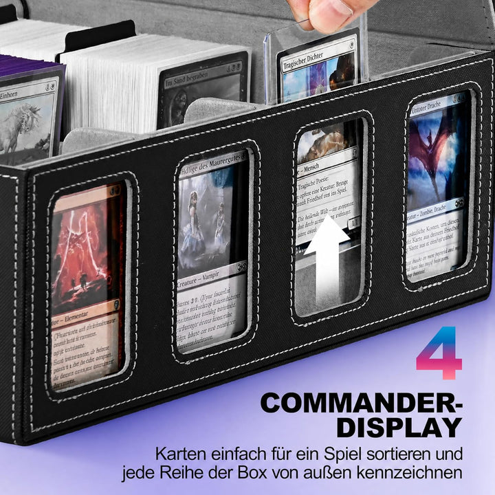 Trading Card Storage Box für Commander Display, 2400+ MTG Deck Box mit 4 Top Loader, TCG Card Case p
