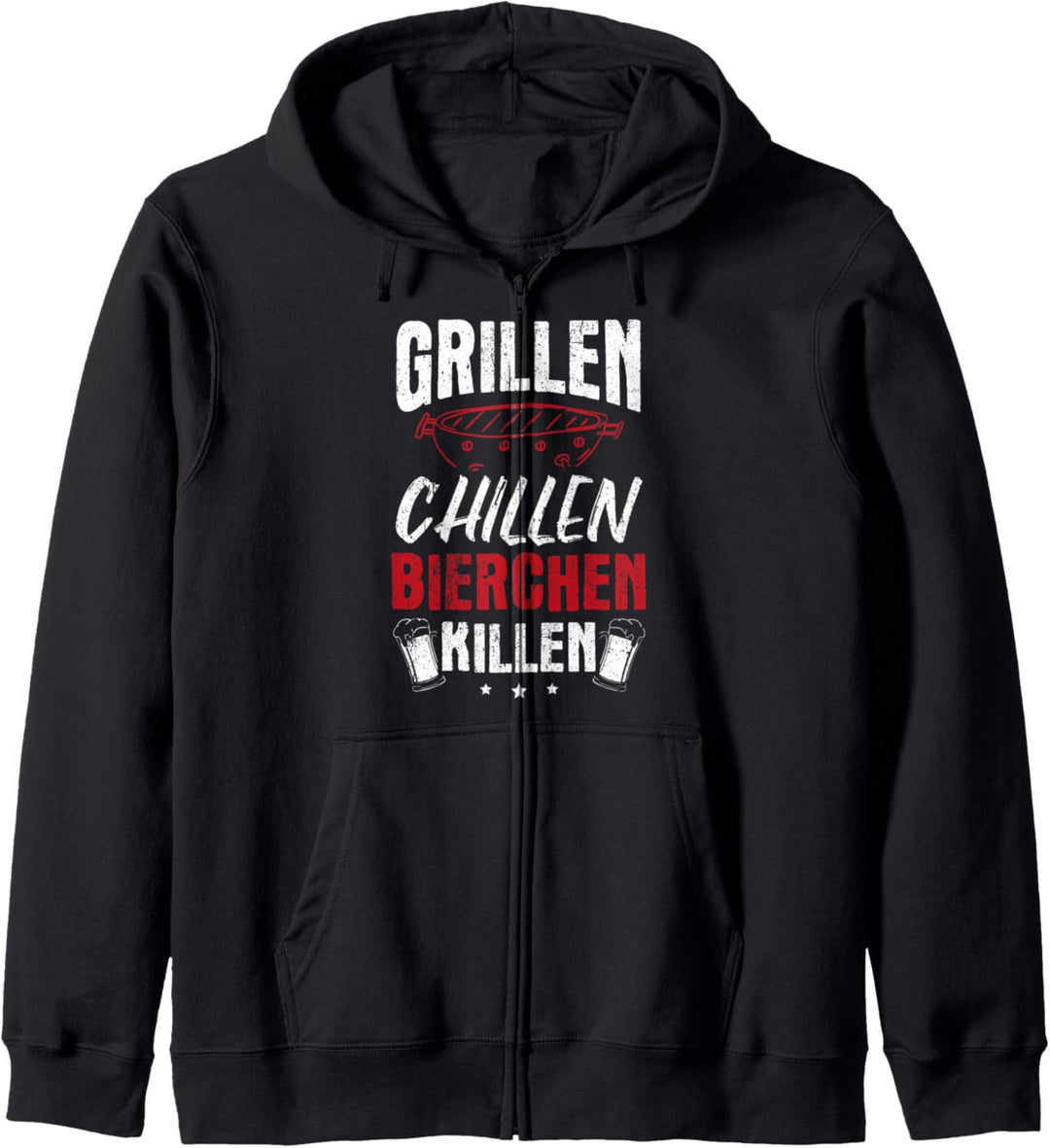 Lustiges GRILLEN CHILLEN BIERCHEN KILLEN Geschenk Kapuzenjacke