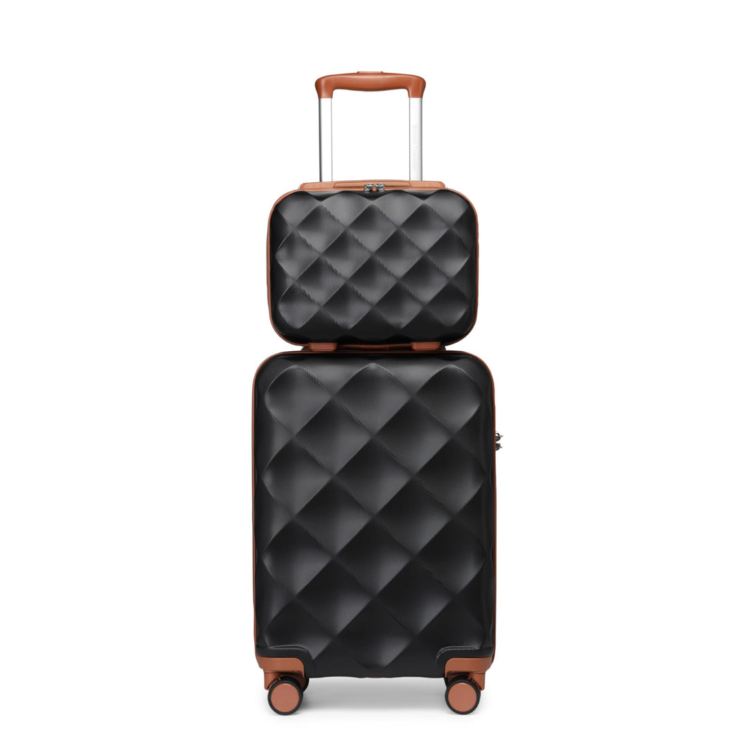British Traveller Hartschalenkoffer Set mit Kosmetiktasche, Leichter Reisekoffer aus ABS+PC mit TSA-