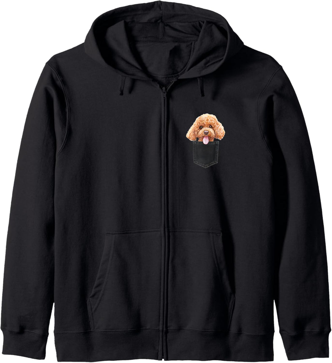 PUDEL Hund in Brusttasche Dog In A Pocket Geschenk Kapuzenjacke