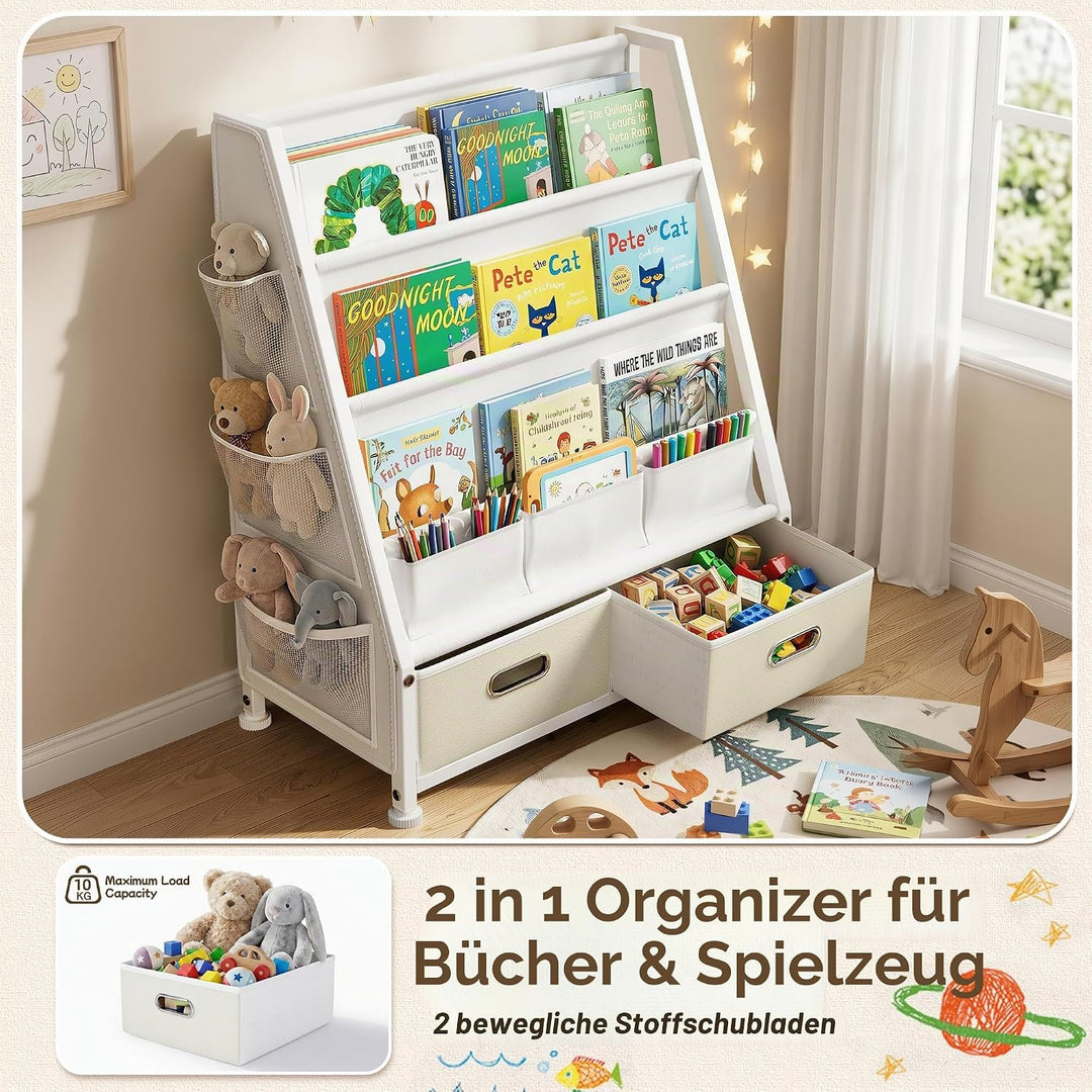 Kinderregal Kinderzimmer Weiss Offenen Aufbewahrungsregal: Kinder Bücherregal mit 3 Fächern für Büch