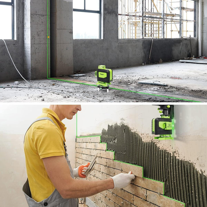 Huepar 904DG 4x360 Laserniveau Selbstnivellierend 16 Linien Grüner Strahlen 4D Kreuzlinien Fliesen B