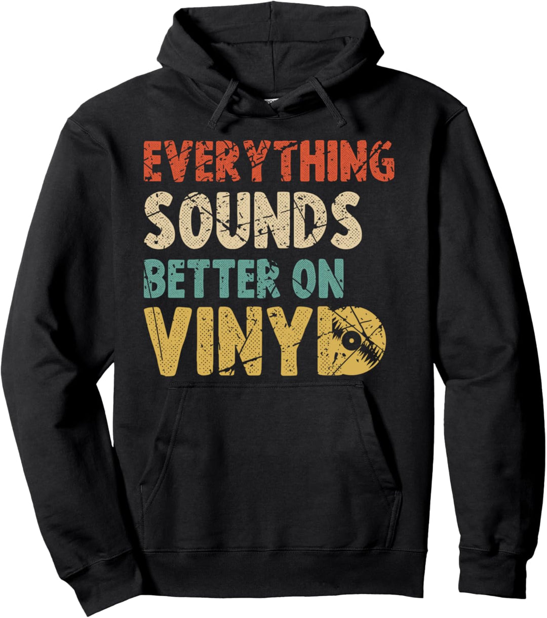 DJ Vinyl Plattenspieler Musik LP Schallplatten 70er Geschenk Pullover Hoodie