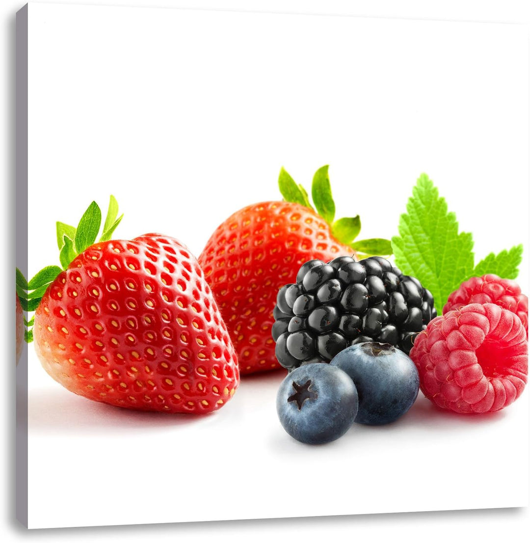 Pixxprint Frisches Obst, Format: 70x70 auf Leinwand, XXL riesige Bilder fertig gerahmt mit Keilrahme