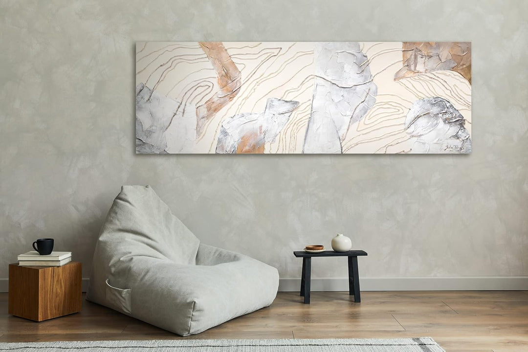 YS-Art Luxus Abstrakt Design Acryl Gemälde auf Leinwand Sinfonie handgemalt Wandbilder Wohnzimmer mo