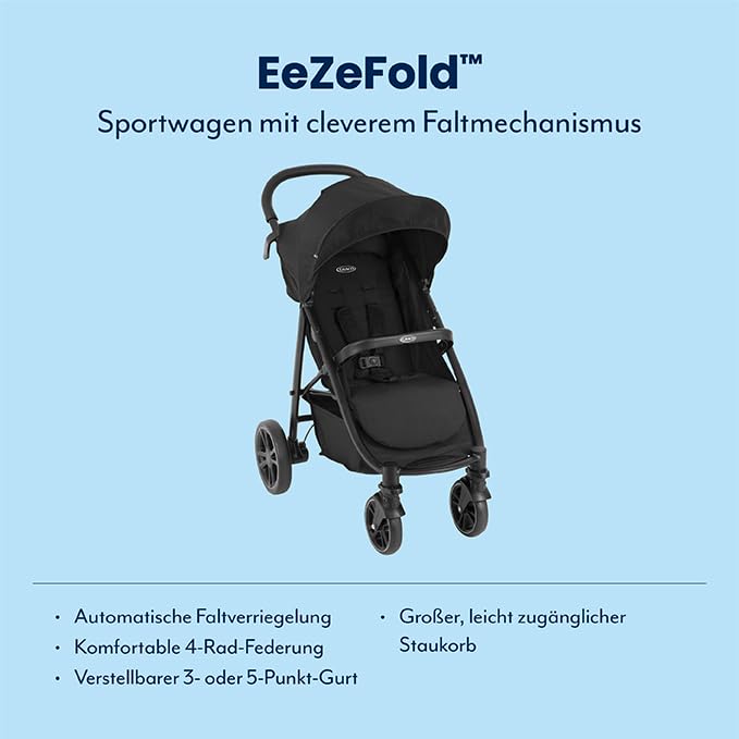 Graco EeZeFold™ Sportwagen mit cleverem Faltmechanismus, ab Geburt bis ca. 3 Jahre (0 bis 15 kg), in