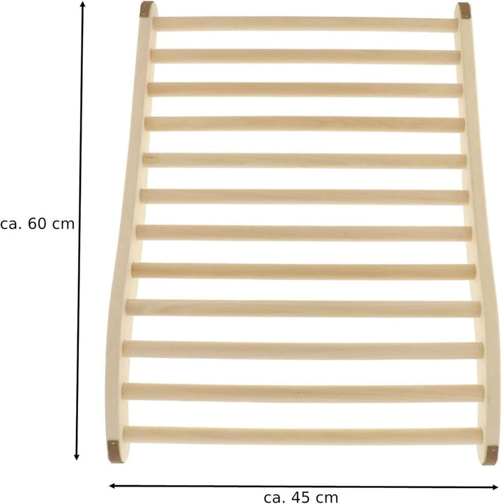 Gravidus XXL Sauna Rückenlehne 60cm ergonomische S-Form rutschfest aus unbehandelten Lindenholz für