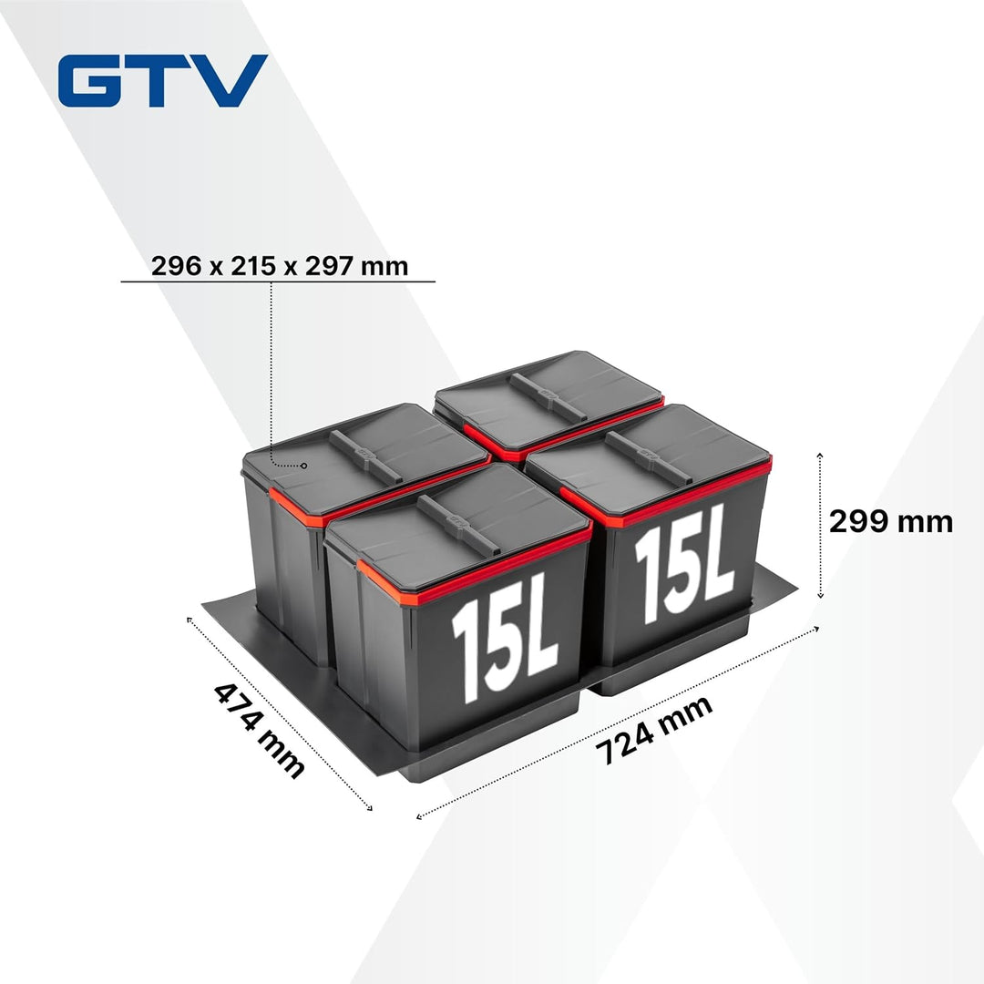 GTV - Abfallsammler Set AxiSpace, für Schubladen und Schränke mit Breite 800 mm, Set Besteht aus Beh