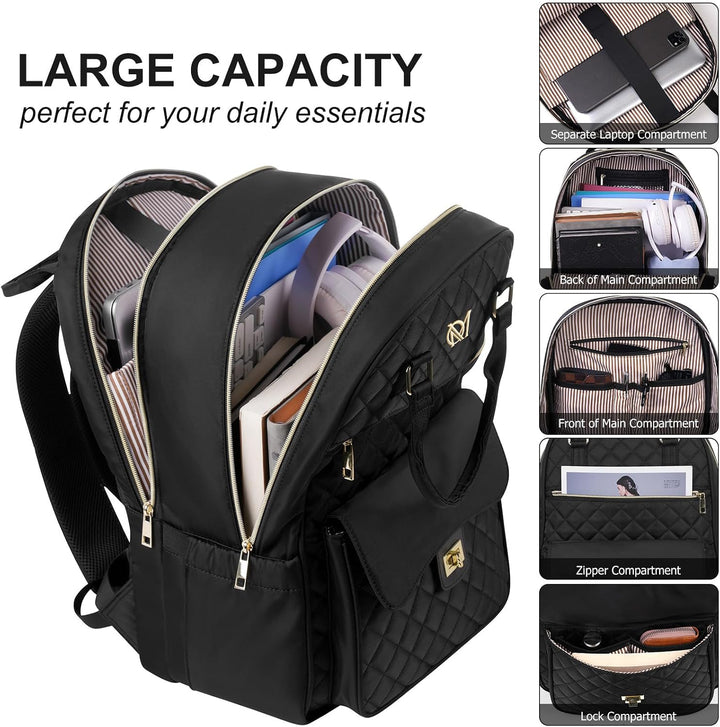 Rucksack Damen Laptoptasche 17,3 Zoll,Schulrucksack Mädchen Teenager Schultasche für Uni Studium,Arb