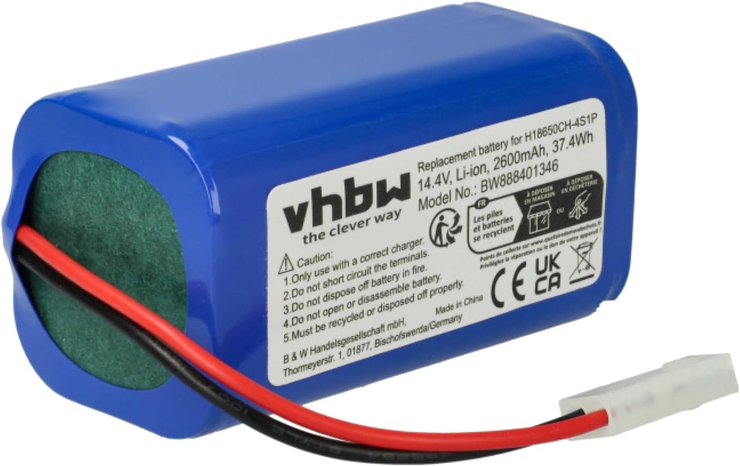vhbw Akku kompatibel mit Xiaomi Mijia G1, Mi Robot Vacuum Mop Staubsauger (2600mAh, 14,4V, Li-Ion)