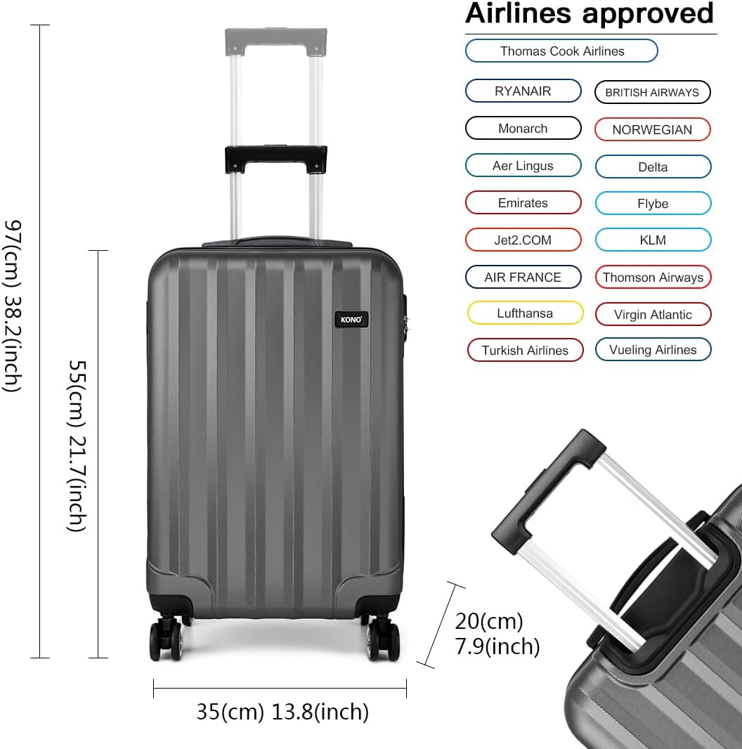 Kono Hartschale Trolley Koffer 4 Rollen Reisekoffer Gepäck (Pink, Set) Grau 3tlg. Kofferset, Grau 3t