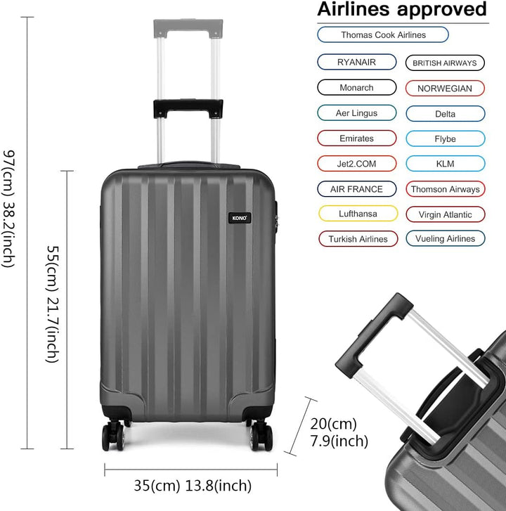 Kono Hartschale Trolley Koffer 4 Rollen Reisekoffer Gepäck (Pink, Set) Grau 3tlg. Kofferset, Grau 3t