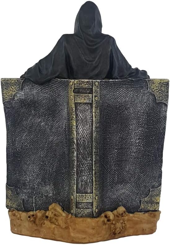Teelichthalter Reaper mit Buch Gothic Figur Grusel Halloween Fantasy Deko Sensemann Vater Tod