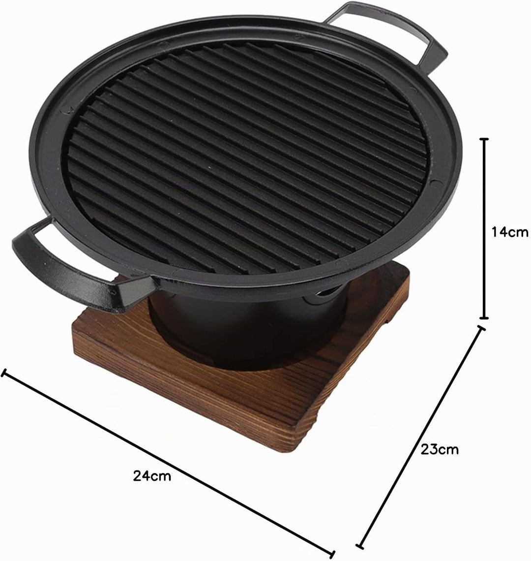 Hibachi Grill aus Gusseisen, Kleiner Tragbarer Rauchfreier Tischgrill, Japanischer Holzkohlegrill au