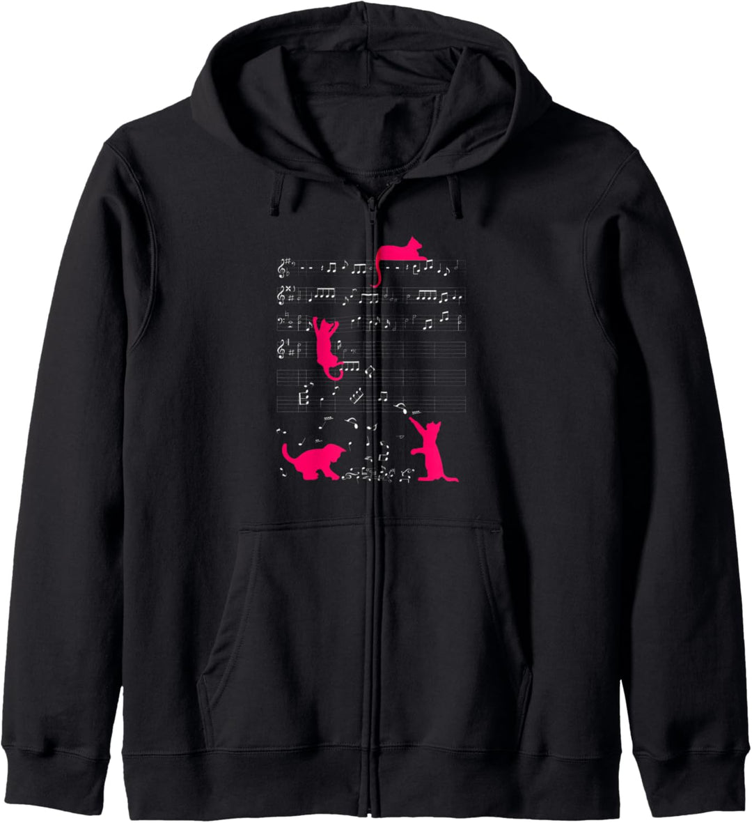Niedliche Katze Musiknote Pink Noten Musiker Kapuzenjacke