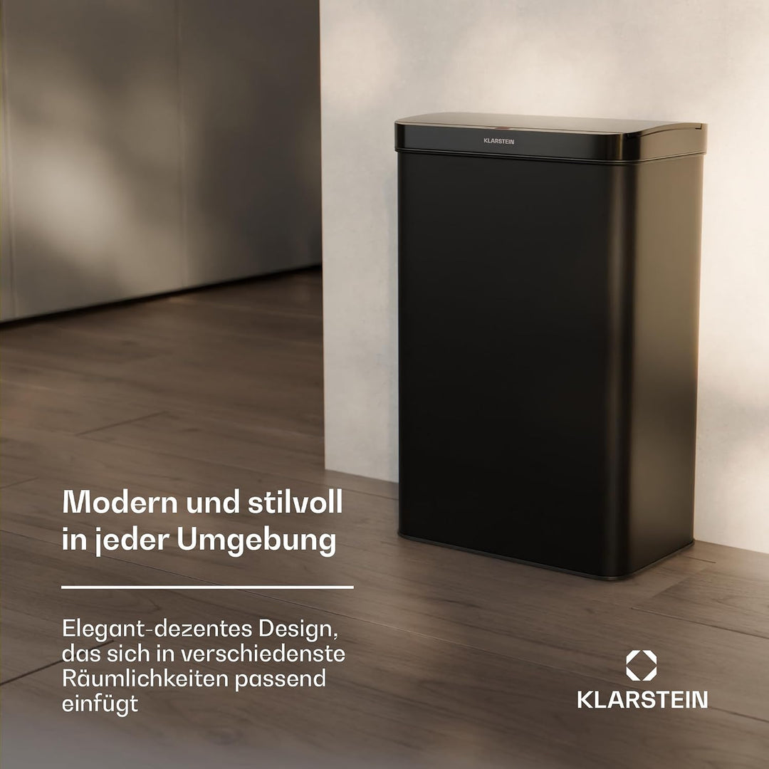 Klarstein Sensor-Mülleimer 50L - berührungslos &amp; hygienisch, Edelstahl, Soft-Close, ideal für Küche