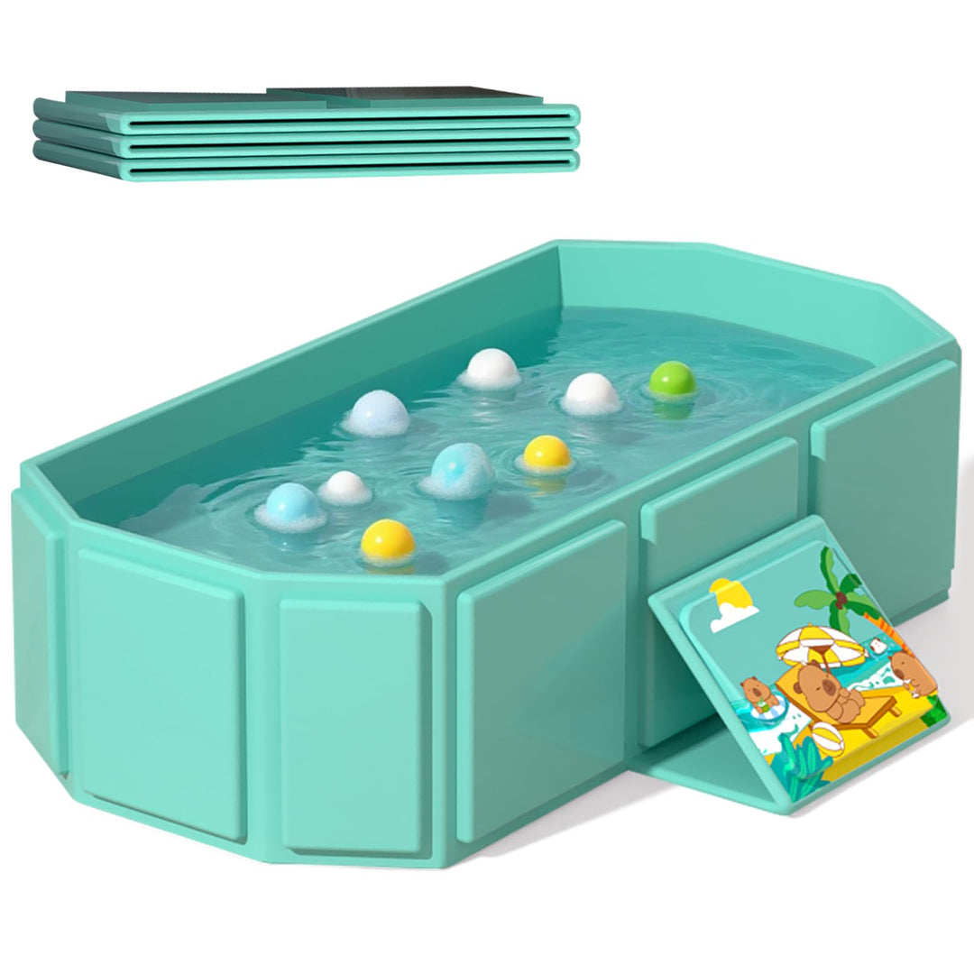 Tragbare faltbare Babybadewanne, 75 x 45 x 24 cm (L x B x H), geeignet für 0–6 Jahre, Rosa/Mintgrün