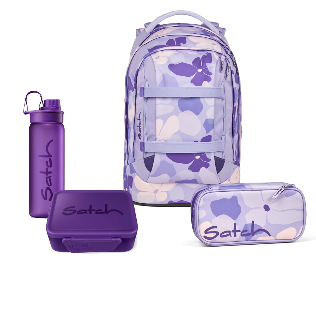 Satch Pack Schulrucksack Set 4tlg. inkl. Lunchset (Lilac Blossom), Lilac Blossom