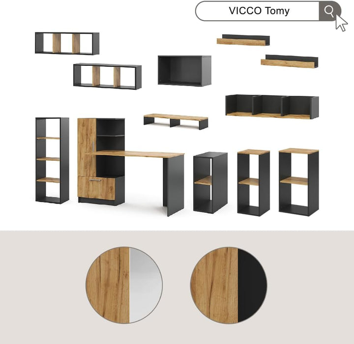 Vicco Monitorständer Tomy, Anthrazit/Goldkraft Eiche, 80 x 12 cm, Anthrazit/Goldkraft Eiche