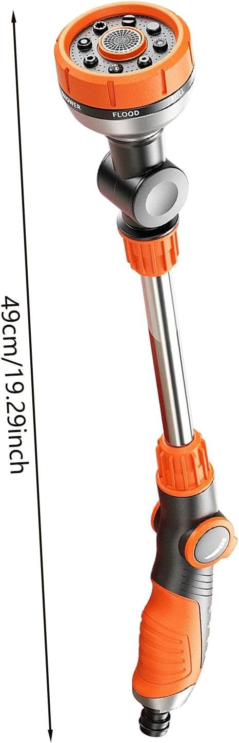 Giessstab Lang 49cm mit 180° Schwenkbarer Kopf und 8 Sprühmodi für Hochbeete