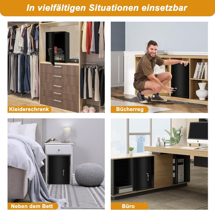 Tresor Safe Möbeltresor Feuerfest &amp; Wasserdicht (35x31x50 cm - XL) mit 2 Schlüsseln Geldschrank für