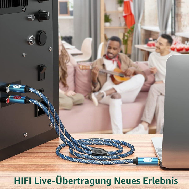EMK Cinch Kabel, AUX 3,5mm klinke auf 2RCA Audiokabel Stereo Audio Y Geflochtener Nylon RCA Kabel Ja
