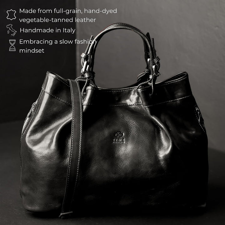 Time Resistance Schultertasche Damen - Handtasche aus Leder - Made in Italy - Tragetasche - Business
