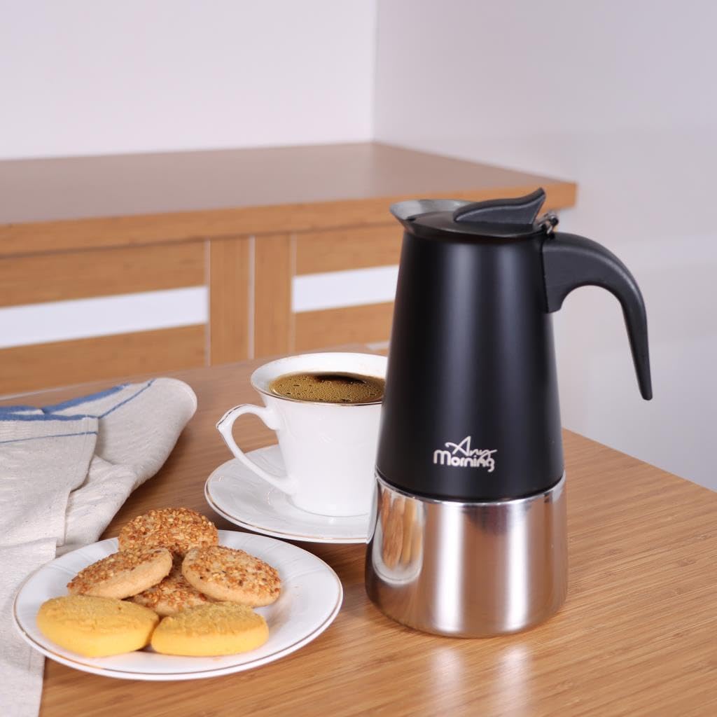 Any Morning Mokkakanne 18/10 Edelstahl 300 ml, 6 Tassen, induktionsgeeignet | Für alle Herdarten ink
