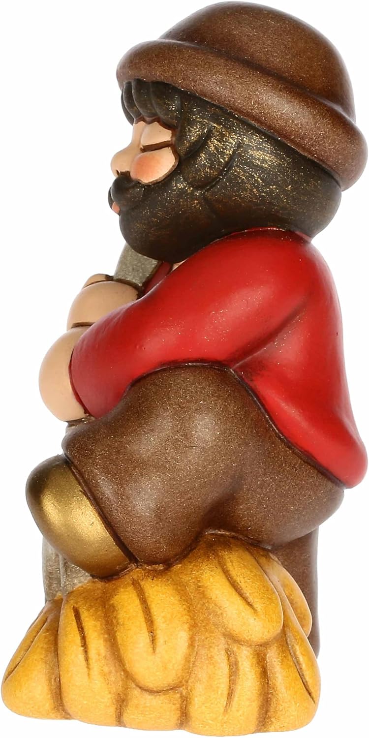 THUN, Mann mit Gabel und Rotheu aus hochwertiger Keramik, Klassische Krippensammlung, Weihnachtskrip