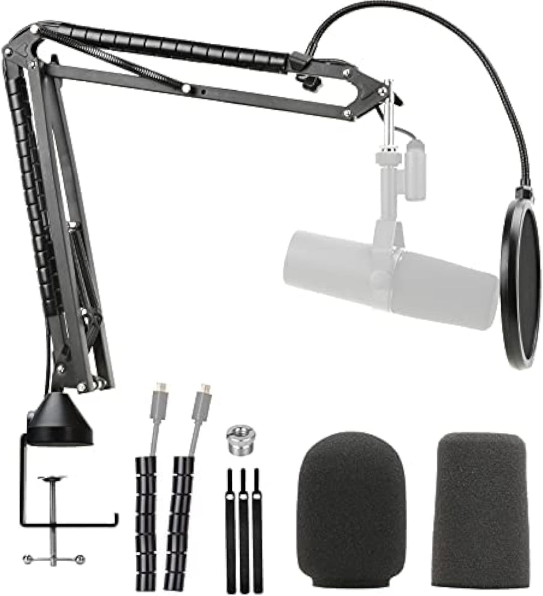 YOUSHARES Shure Sm7b Mikrofon Arm mit Pop Filter - Verbesserte Heavy Duty Mic Ständer Boom Arm mit 2
