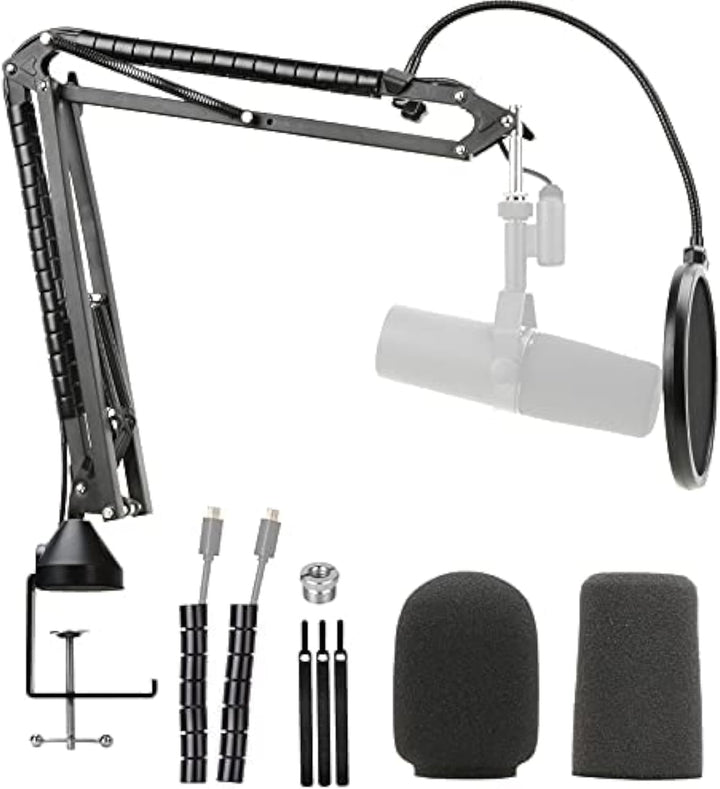 YOUSHARES Shure Sm7b Mikrofon Arm mit Pop Filter - Verbesserte Heavy Duty Mic Ständer Boom Arm mit 2