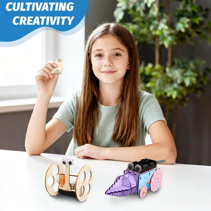 4 Stück Experimente für Kinder, Elektronik Baukasten DIY STEM Spielzeug, Holz Wissenschaft Bausatz S