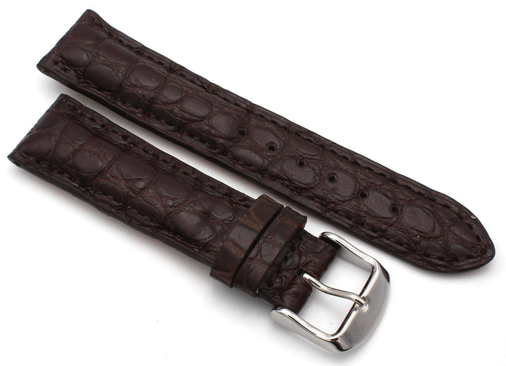 20mm XS Damenlänge Echt Alligator Vintage hangemacht in Deutschland Uhrenarmband Dunkel braun