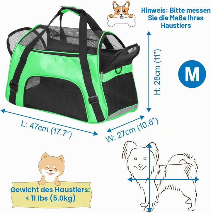 Haustier Reise Tragetasche für Katze Hund Kaninchen Hamster, Flugzeug Genehmigt Weich Seitlich Tragb