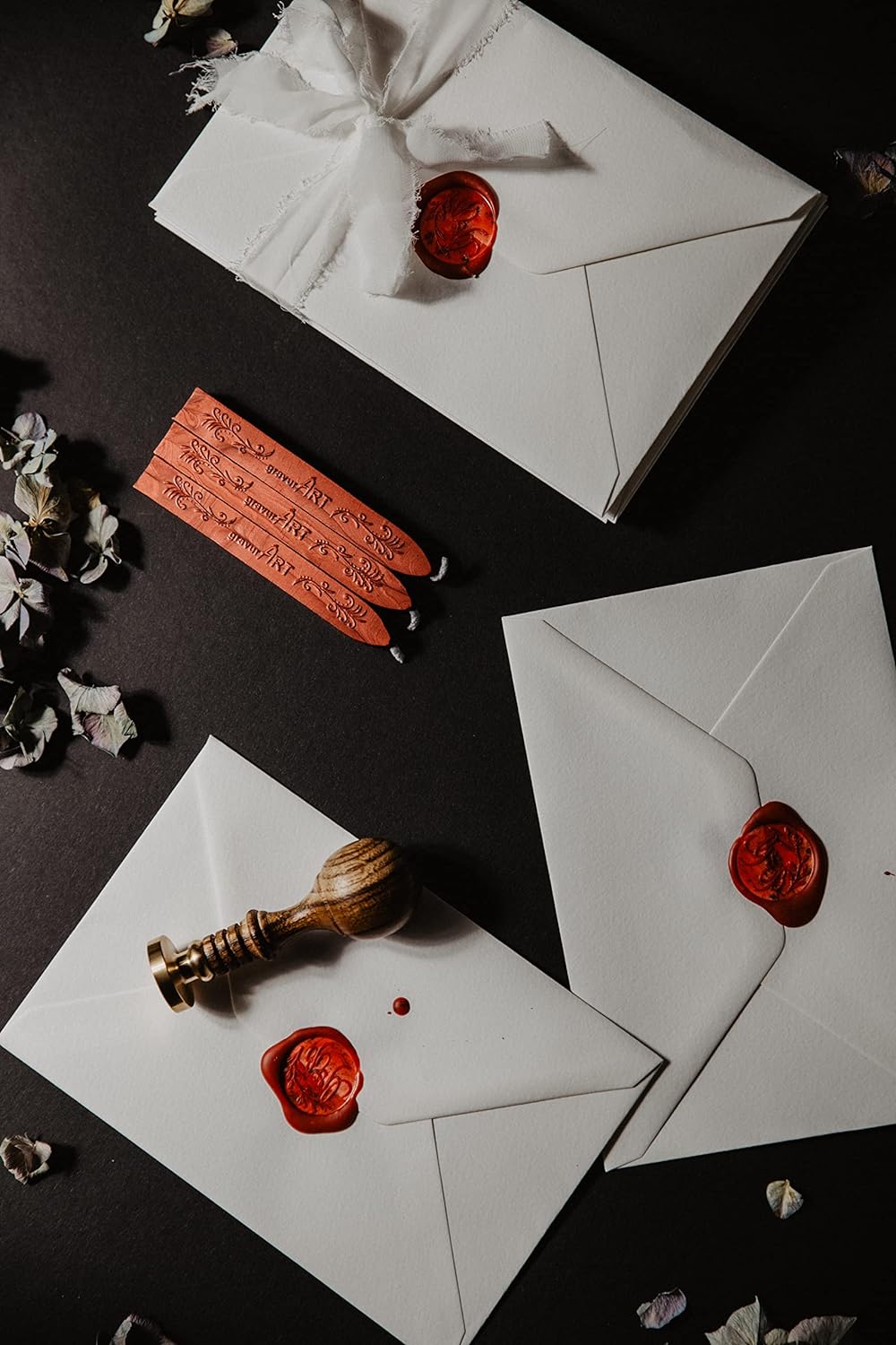 gravurART personalisierter Siegel-Stempel d20mm mit Initialen, 2 Buchstaben in Schreibschrift, 2 Sta