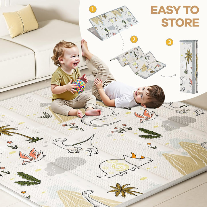 Laufstall Baby mit Matratze, Beige 120x120 Kleines Laufgitter Baby mit Matte, Laufstall für Apartmen