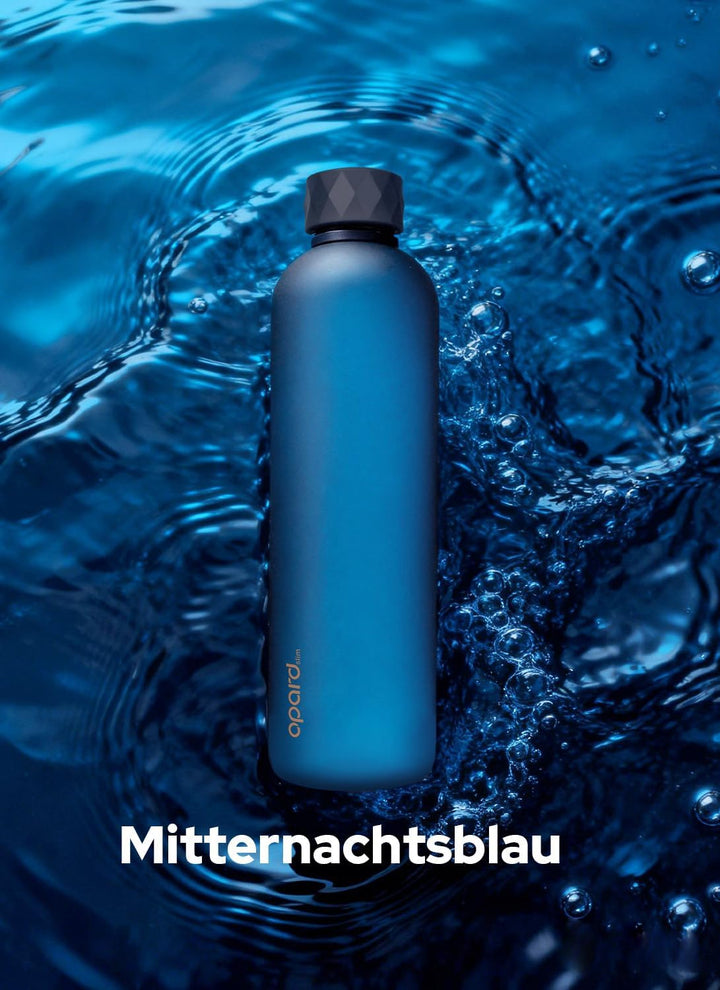 Opard Slim Pro Trinkflasche 1l, Kohlensäuregeeignete Wasserflasche mit facettiertem gummiertem Griff