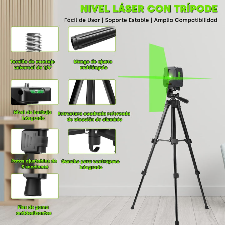 Enventor Kreuzlinienlaser Grün, Laser Wasserwaage, Selbstnivellierend Linienlaser, Vertikale/Horizon
